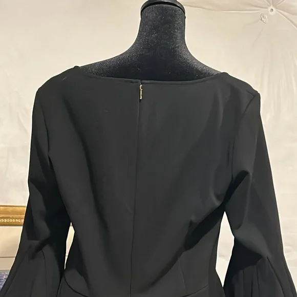 🎉NWT Donna Karan NY black bell sleeve, round neck A line Dress. - Picture 5 of 8